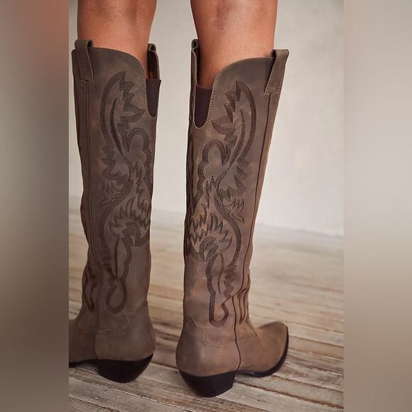 Jeffrey Campbell Finn Tall Western Boot, 8 Brown Leather - Picture 9 of 13